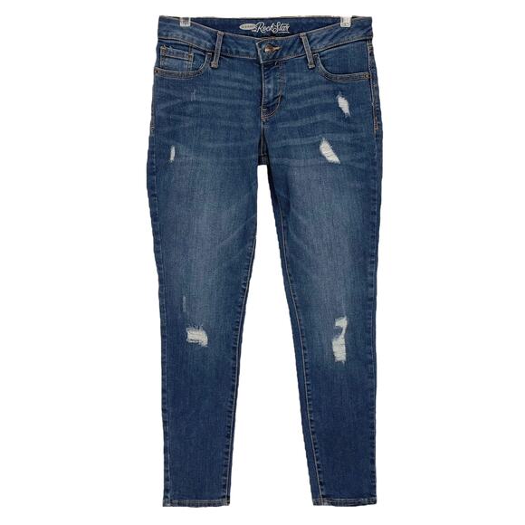 OLD NAVY JEANS Women’s Size Medium THE ROCK STAR TAPERED DISTRESSED Medium Wash - Picture 1 of 5